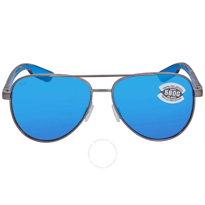 Costa Del Mar Peli Blue Mirror Polarized Glass Pilot Sunglasses Pel 289 Obmglp 57 In Blue / Gun Metal / Gunmetal