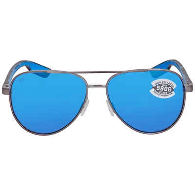 Costa Del Mar Peli Blue Mirror Polarized Glass Pilot Unisex Sunglasses 6s4002 400211 57