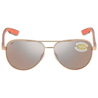Costa Del Mar Peli Copper Silver Mirror Polarized Polycarbonate Pilot Unisex Sunglasses 6s4002 400221 57 In Brown