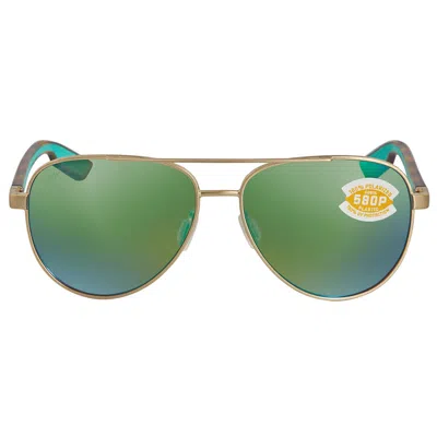 Costa Del Mar Peli Green Mirror Polarized Polycarbonate Unisex Sunglasses Pel 287 Ogmp 57 In Brown