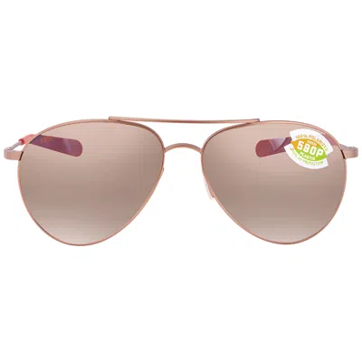 Costa Del Mar Piper Copper Silver Mirror Polarized Polycarbonate Ladies Sunglasses Pip 184 Oscp 58 In Brown/silver Tone