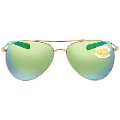 Costa Del Mar Piper Green Mirror Polarized Polycarbonate Unisex Sunglasses Pip 126 Ogmp 58 In Gold