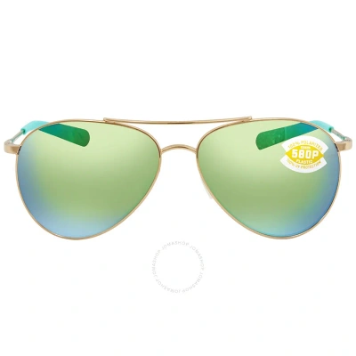 Costa Del Mar Piper Green Mirror Polarized Polycarbonate Unisex Sunglasses Pip 126 Ogmp 58 In Gold / Green