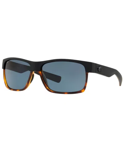 Costa Del Mar Polarized Sunglasses, Half Moon 60 In Black Matte,grey Polar
