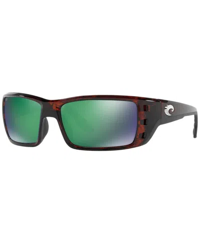 Costa Del Mar Polarized Sunglasses, Corbina 62 In Black Matte,green Mirror