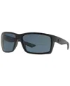 Costa Del Mar Polarized Sunglasses, Reefton 64 In Black Black,grey