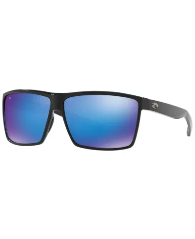 Costa Del Mar Polarized Sunglasses, Rincon 64 In Black,blue Mirror Polar
