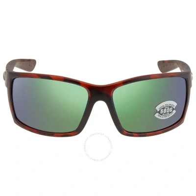 Costa Del Mar Reefton Green Mirror Polarized Glass Men's Sunglasses Rft 66 Ogmglp 64 In Green / Tortoise