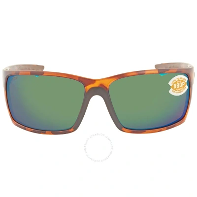 Costa Del Mar Reefton Green Mirror Polarized Polycarbonate Men's Sunglasses Rft 66 Ogmp 64 In Green / Tortoise