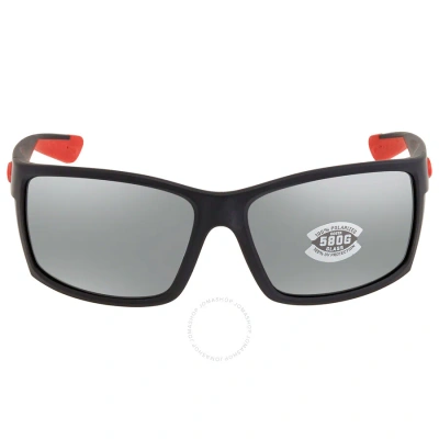 Costa Del Mar Reefton Grey Silver Mirror Polarized Glass Men's Sunglasses Rft 197 Osgglp In Black / Grey / Silver