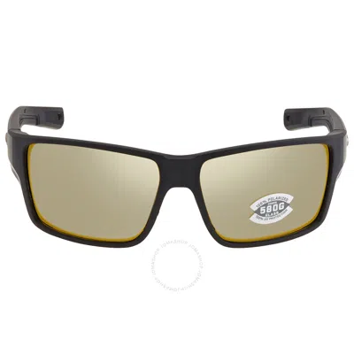 Costa Del Mar Reefton Pro Sunrise Silver Mirror Polarized Glass Rectangular Men's Sunglasses 6s9080 In Black