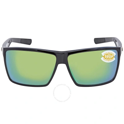 Costa Del Mar Rincon Green Mirror Polarized Polycarbonate Men's Sunglasses Rin 11 Ogmp 63 In Black / Green