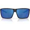 Costa Del Mar Rincon Ii 64mm Mirrored Polarized Oversize Rectangular Sunglasses In Matte Black/blue Mirror 580p