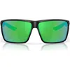 Costa Del Mar Rincon Ii 64mm Mirrored Polarized Oversize Rectangular Sunglasses In Matte Black/green Mirror 580p