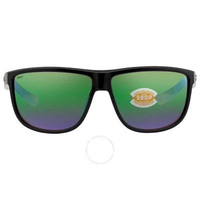 Costa Del Mar Rincondo Green Mirror Polarized Polycarbonate Men's Sunglasses 6s9010 901002 61 In Shiny Black
