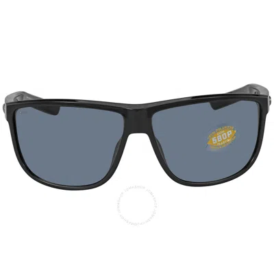 Costa Del Mar Rincondo Grey Polarized Polycarbonate Men's Sunglasses 6s9010 901003 61 In Shiny Black