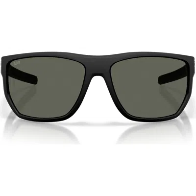 Costa Del Mar Santiago 63mm Oversize Polarized Rectangular Sunglasses In Black