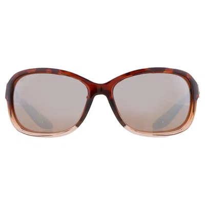 Costa Del Mar Seadrift Copper Silver Mirror Polarized Glass Rectangular Ladies Sunglasses 6s9114 911403 58 In Brown