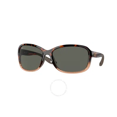 Costa Del Mar Seadrift Grey Polarized Glass Rectangular Ladies Sunglasses 6s9114 911404 58 In Grey / Tortoise