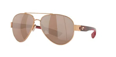Pre-owned Costa Del Mar South Point (so 284 Oscglp) Blush Gold With Cop Sil Mirror Lens In Silver