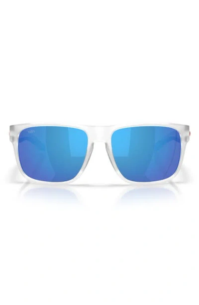Costa Del Mar Spearo 59mm Polarized Mirrored Rectangular Sunglasses In Blue