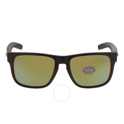 Costa Del Mar Spearo Green Mirror Polarized Glass Men's Sunglasses Spo 01 Ogmglp 56 In Black / Green