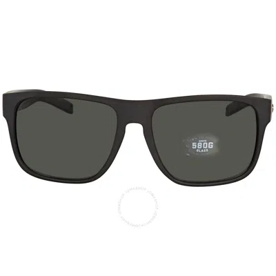 Costa Del Mar Spearo Xl Grey Polarized Glass Rectangular Men's Sunglasses 6s9013 901304 59 In Black / Grey