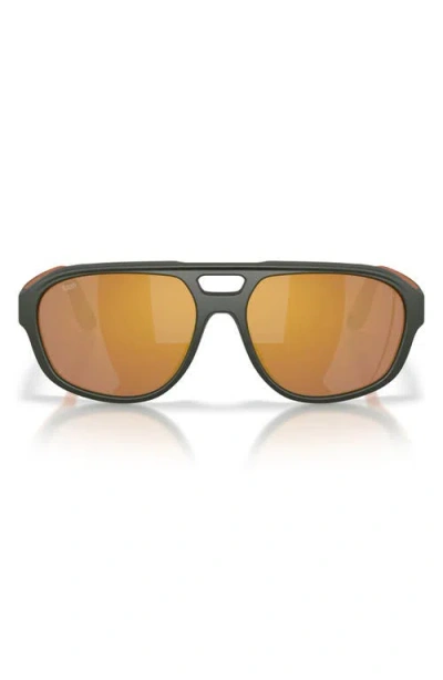 Costa Del Mar Street Heat 55mm Polarized Mirrored Rectangular Sunglasses In Green
