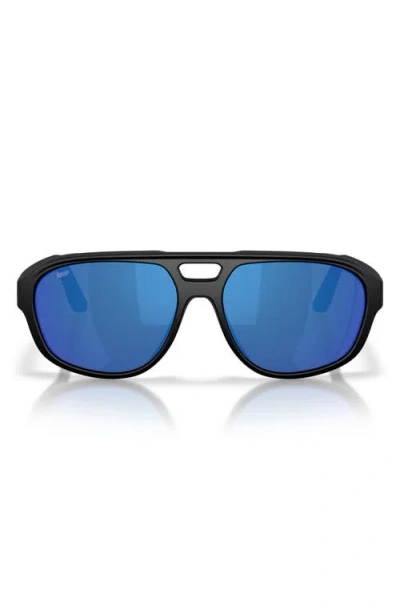 Costa Del Mar Street Heat 55mm Polarized Mirrored Rectangular Sunglasses In Blue