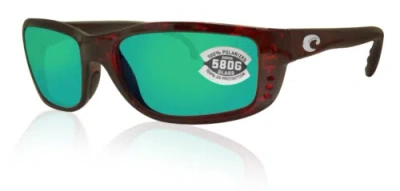 Pre-owned Costa Del Mar Sunglasses Zane Tortoise Frame Green Mirror Glass 580g Lens