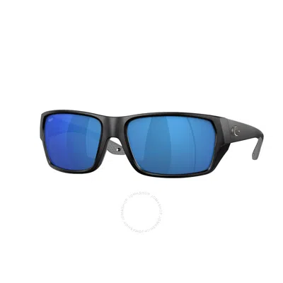 Costa Del Mar Tailfin Blue Mirror Polarized Polycarbonate Rectangular Men's Sunglasses 6s9113 911308 In Black / Blue