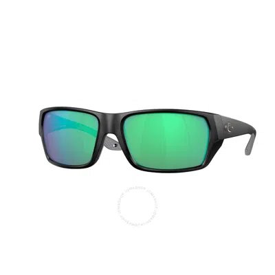 Costa Del Mar Tailfin Green Mirror Polarized Glass Rectangular Men's Sunglasses 6s9113 911303 60 In Black / Green