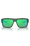 Costa Del Mar Taxman 59mm Polarized Square Sunglasses In Matte Black/green Mirror