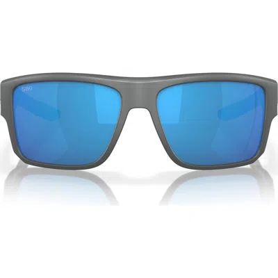 Costa Del Mar Taxman 59mm Polarized Square Sunglasses In Matte Gray/blue Mirror