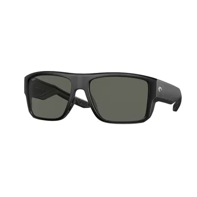 Costa Del Mar Taxman Grey Polarized Glass Square Men's Sunglasses 6s9116 911605 59 In Black