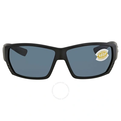 Costa Del Mar Tuna Alley Grey Polarized Polycarbonate Rectangular Men's Sunglasses Ta 11 Ogp 62 In Black / Grey