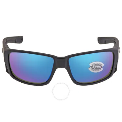 Costa Del Mar Tuna Alley Pro Blue Mirror Polarized Glass Men's Sunglasses 6s9105 910501 60 In Black / Blue