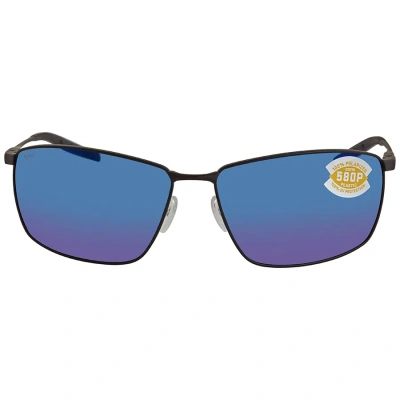 Costa Del Mar Turret Blue Mirror Polarized Polycarbonate Men's Sunglasses Trt 11 Obmp 63 In Black / Blue