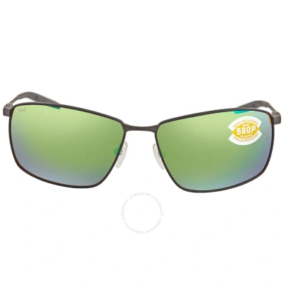Costa Del Mar Turret Green Mirror Polarized Polycarbonate Men's Sunglasses Trt 11 Ogmp 63 In Black / Green