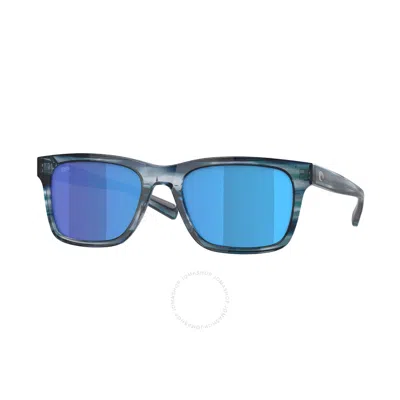 Costa Del Mar Tybee Blue Mirror Polarized Glass Square Men's Sunglasses 6s2003 200319 52 In Black