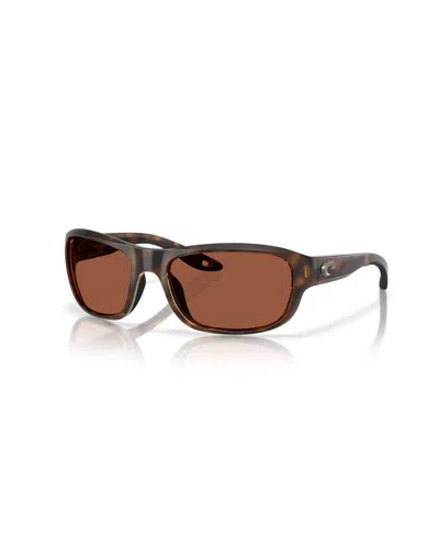 Costa Del Mar Unisex Rectangle Clipperton Polarized Sunglasses, 6s9119 In Brown