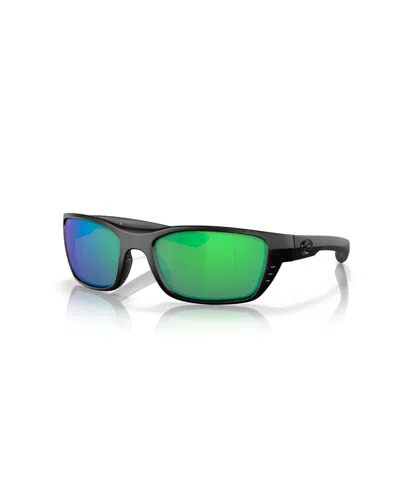 Costa Del Mar Unisex Rectangle Whitetip Polarized Sunglasses, 6s9056 In Black