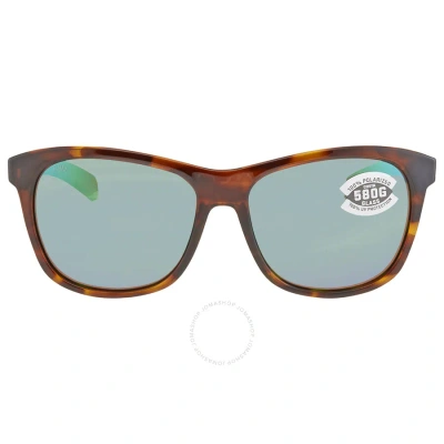 Costa Del Mar Vela Green Mirror Polarized Glass Square Men's Sunglasses Wdr 295 Osgglp 56 In Green / Tortoise