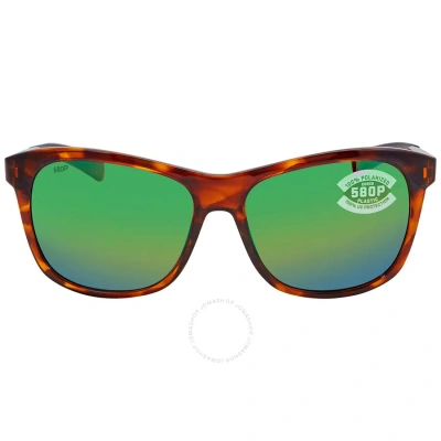 Costa Del Mar Vela Green Mirror Polarized Polycarbonate Unisex Sunglasses Vla 10 Ogmp 56 In Green / Tortoise