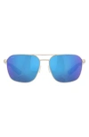Costa Del Mar Wader 58mm Polarized Mirrored Rectangular Sunglasses In Blue