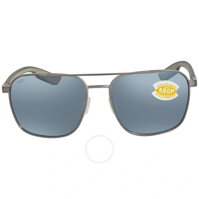 Costa Del Mar Wader Grey Silver Mirror Polarized Polycarbonate Men's Sunglasses Wdr 294 Osgp 58 In Gray / Grey / Gun Metal / Gunmetal / Silver
