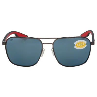 Costa Del Mar Wader Sunglasses In Shiny Dark Grey Gray Silver Mirror Polarized In Multi