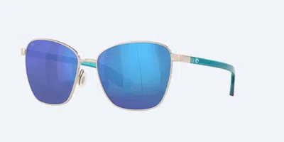 Costa Del Mar Women's Paloma Sunglasses In Brushed Silver / Blue Mirror