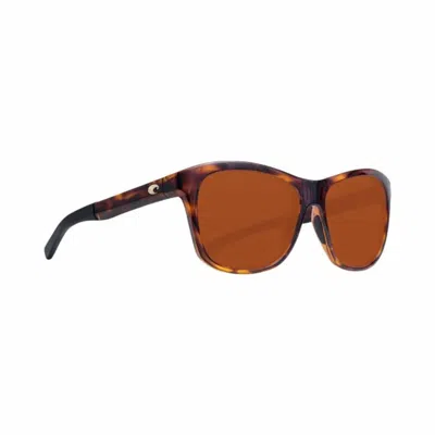 Costa Del Mar Women's Vela Rectangle Sunglasses In Shiny Tortoise/copper In Brown