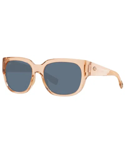 Costa Del Mar Women's Waterwoman 55 Polarized Sunglasses, 6s000331 In Shiny Blonde Crystal,gray